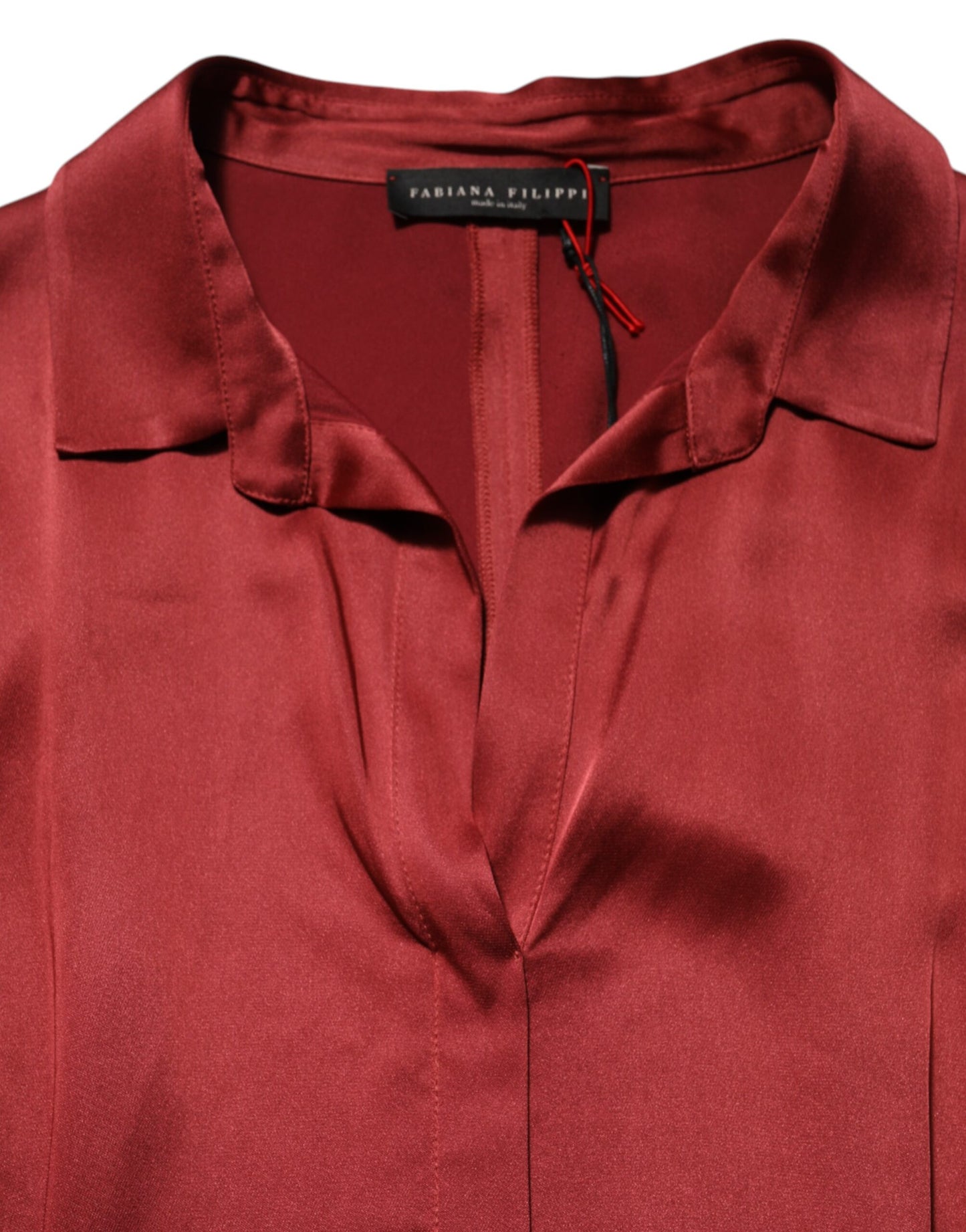 Fabiana Filippi Burgunderrotes langes Kleid aus Acetat-Viskose-Satin