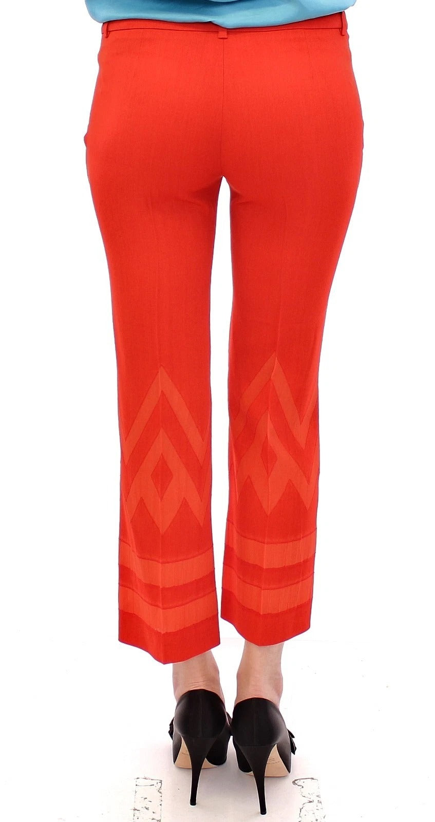 Versace Collection Rote Hose, verkürzte 3/4-Shorts, hautfarbene Caprihose