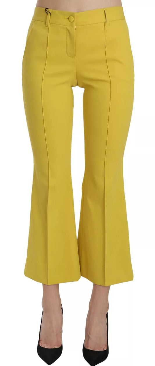 Pantalon capri évasé jaune en coton Dolce & Gabbana
