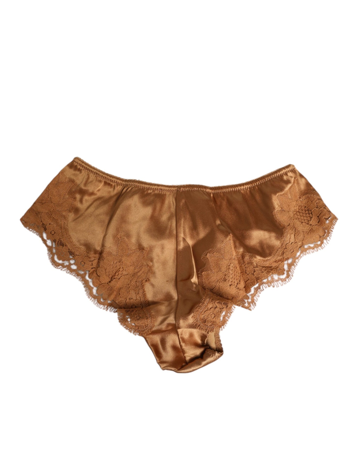 Culotte en satin de soie et dentelle marron Dolce & Gabbana