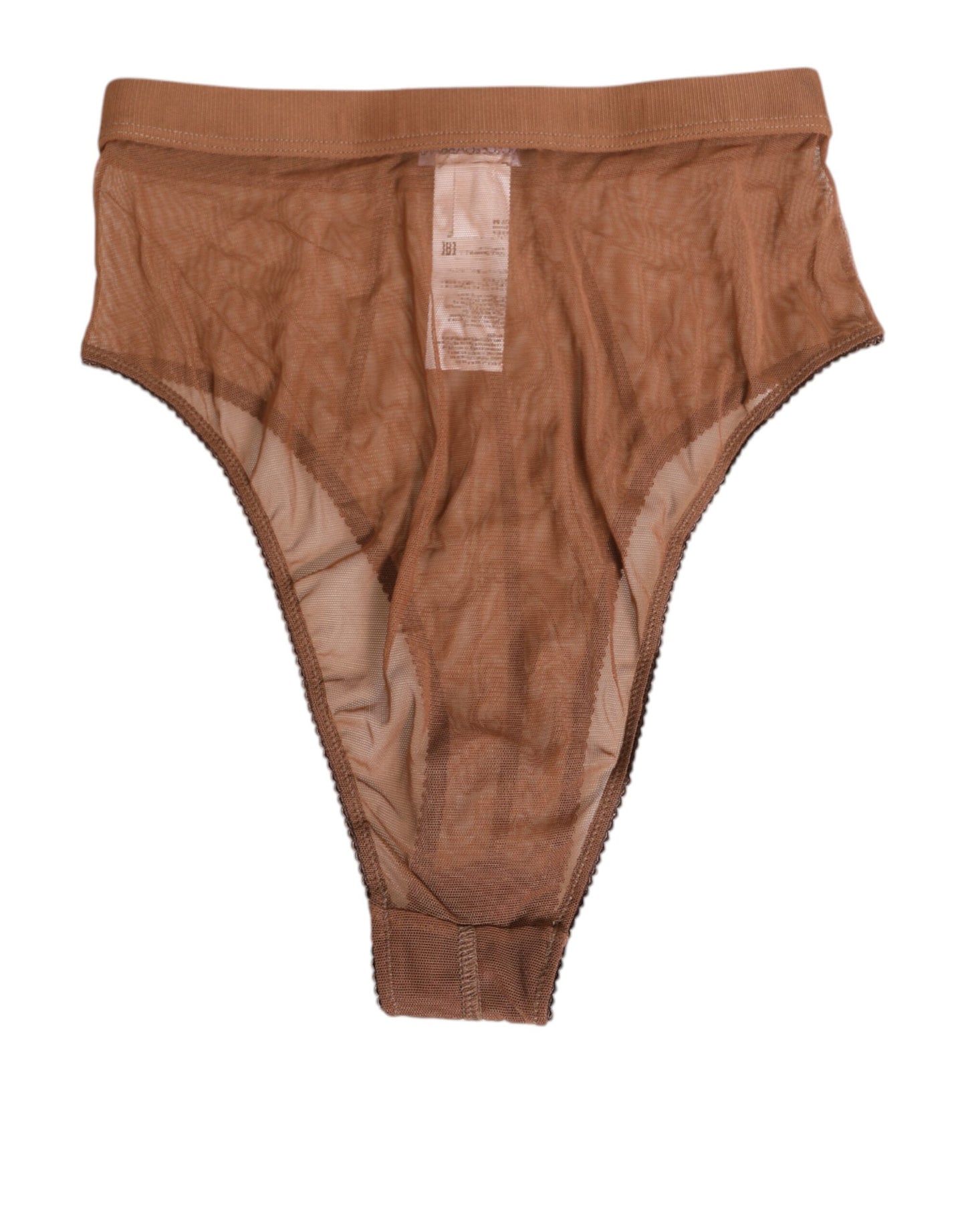 Dolce & Gabbana – Braune Slips aus transparentem Netzstoff mit hoher Taille