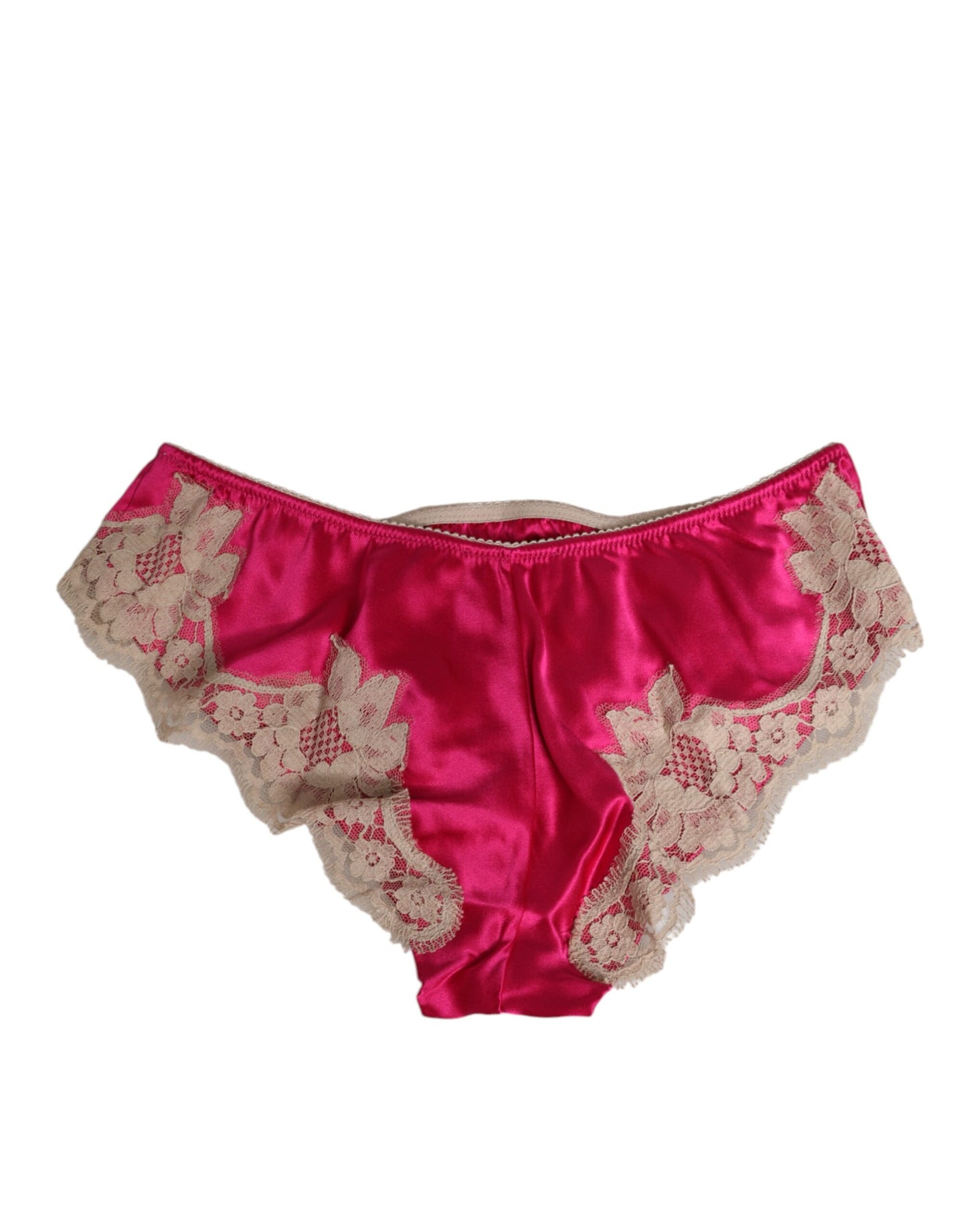 Sous-vêtements neufs Dolce & Gabbana en satin de soie rose avec bordure en dentelle