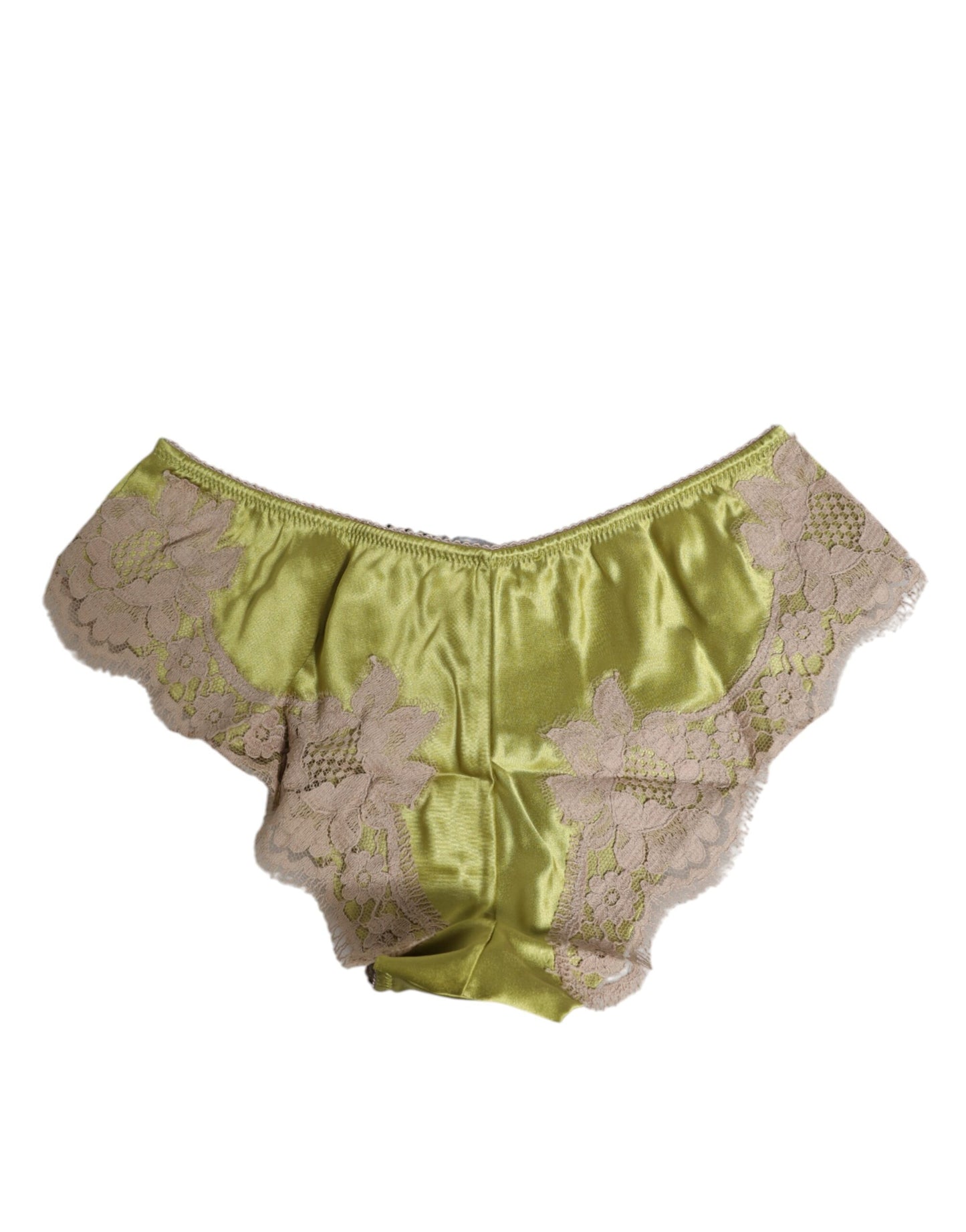 Sous-vêtement neuf Dolce & Gabbana en satin de soie vert avec bordure en dentelle