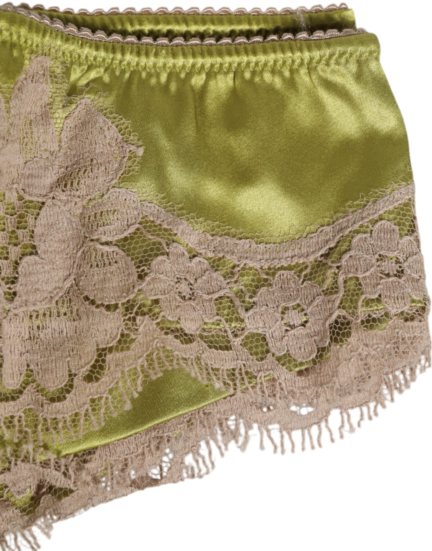 Sous-vêtement neuf Dolce & Gabbana en satin de soie vert avec bordure en dentelle