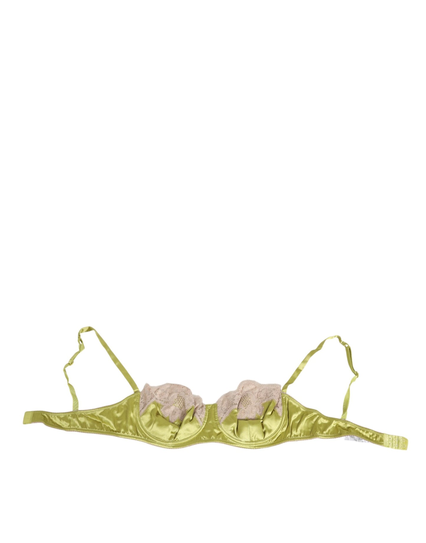 Dolce & Gabbana – Gepolsterte Balconnet-Unterhose aus Seidensatin und Spitze in Limettengrün
