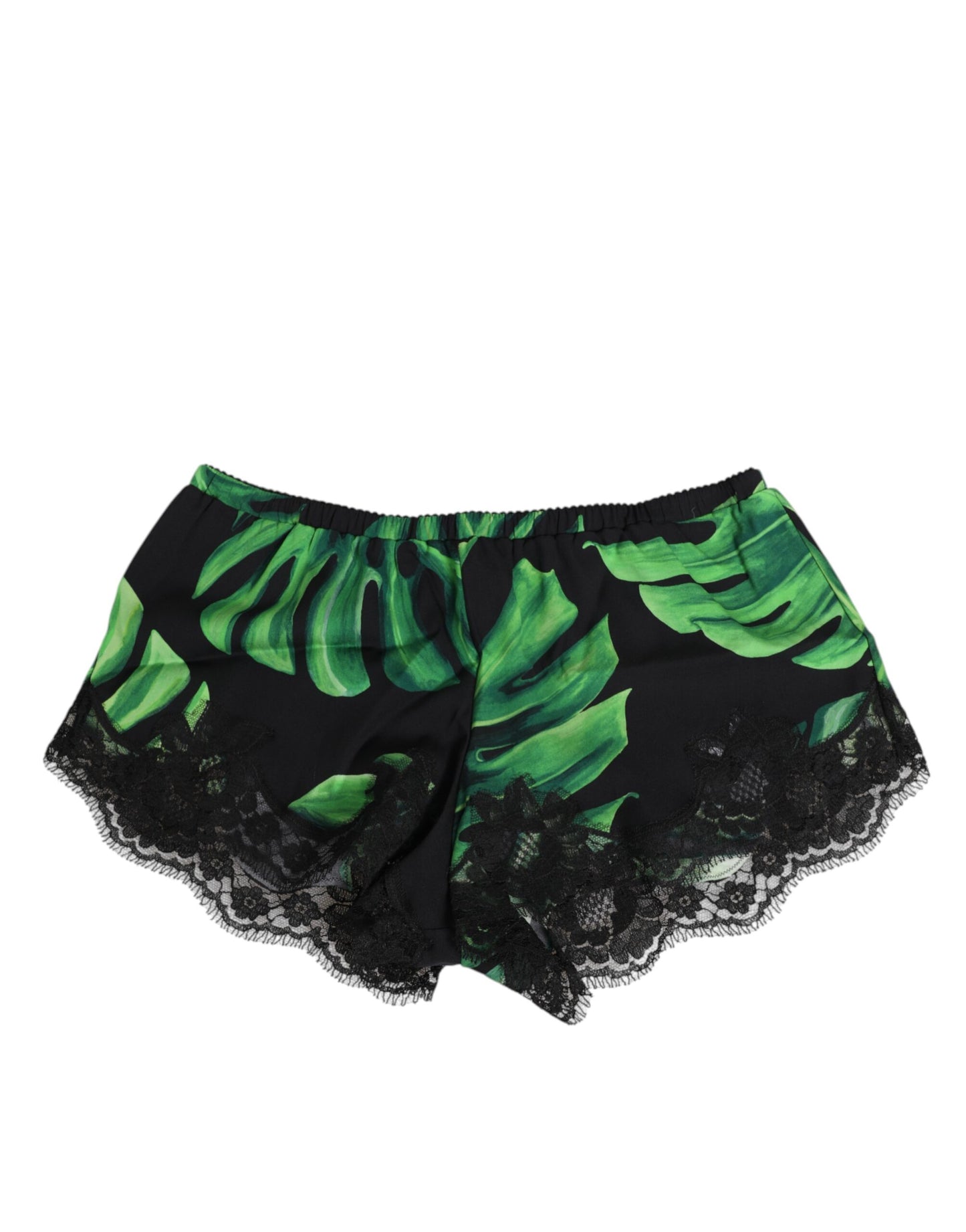 Sous-vêtements en dentelle à imprimé tropical noir et vert Dolce & Gabbana