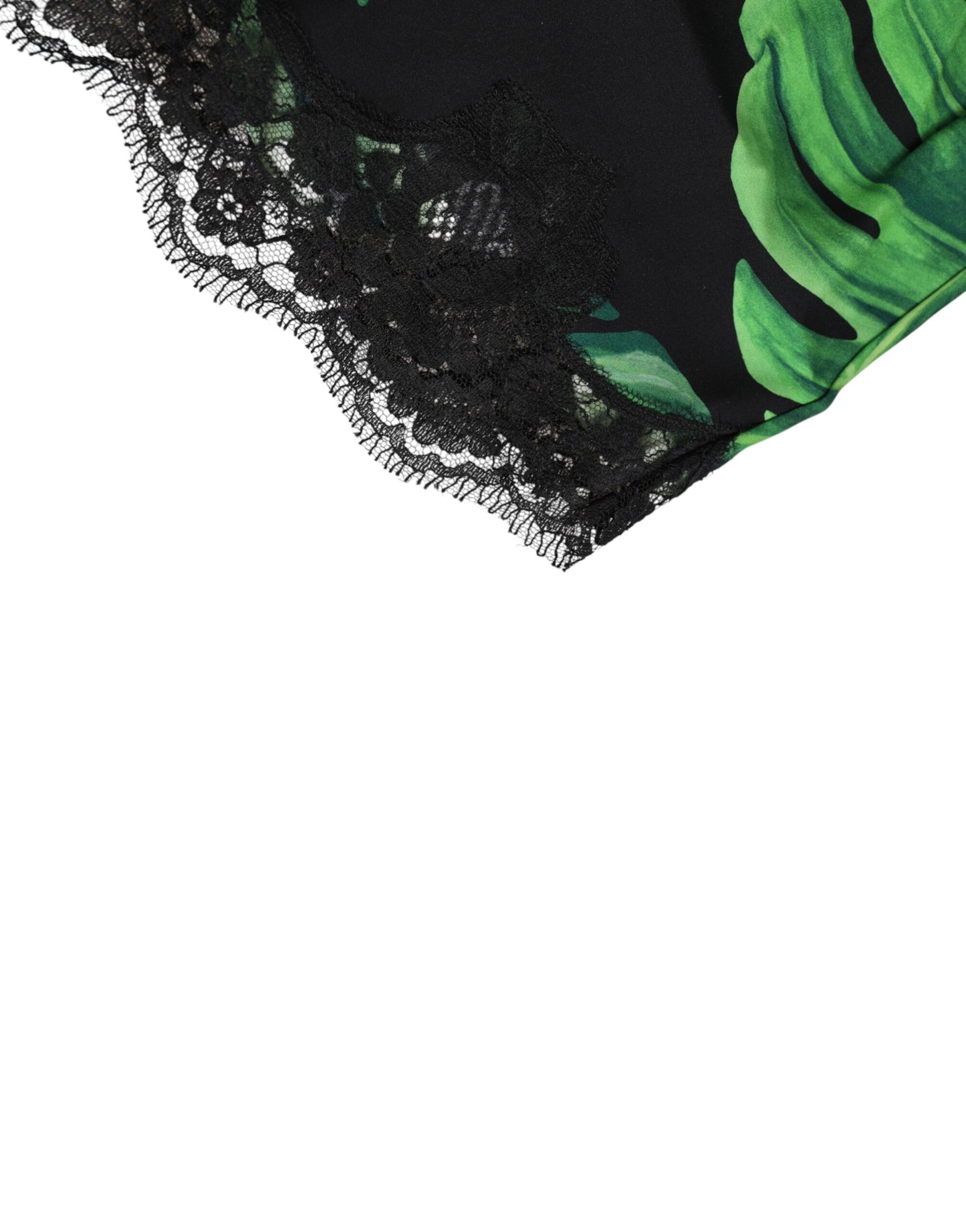 Sous-vêtements en dentelle à imprimé tropical noir et vert Dolce & Gabbana