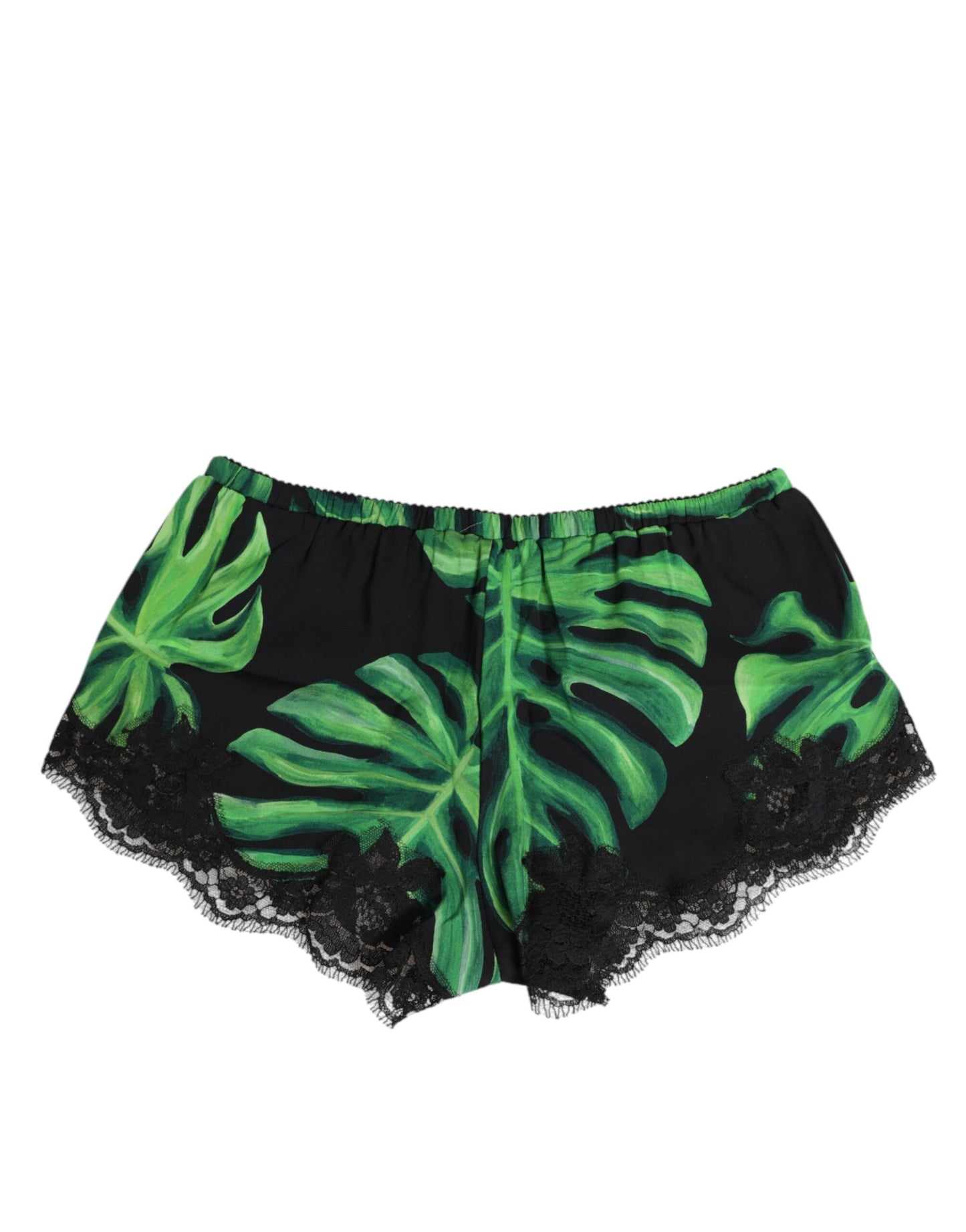 Sous-vêtements en dentelle à imprimé tropical noir et vert Dolce & Gabbana