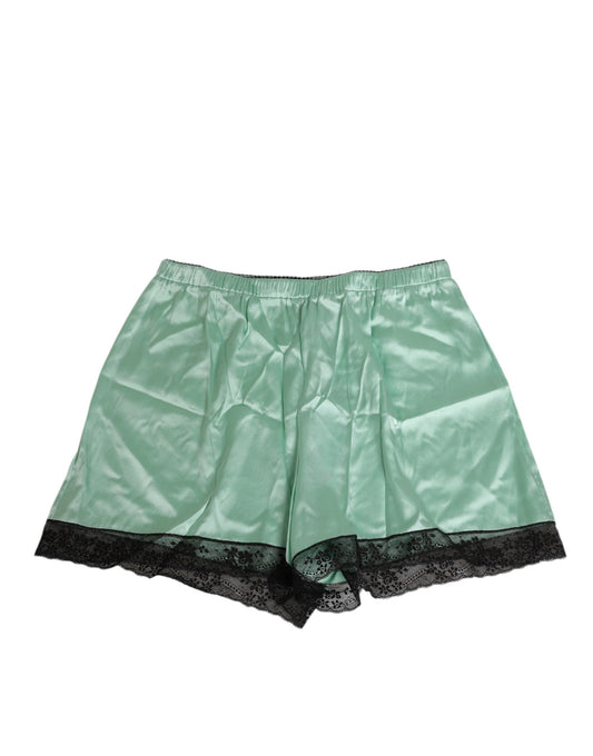 Sous-vêtements Dolce & Gabbana en satin vert d'eau avec bordure en dentelle noire
