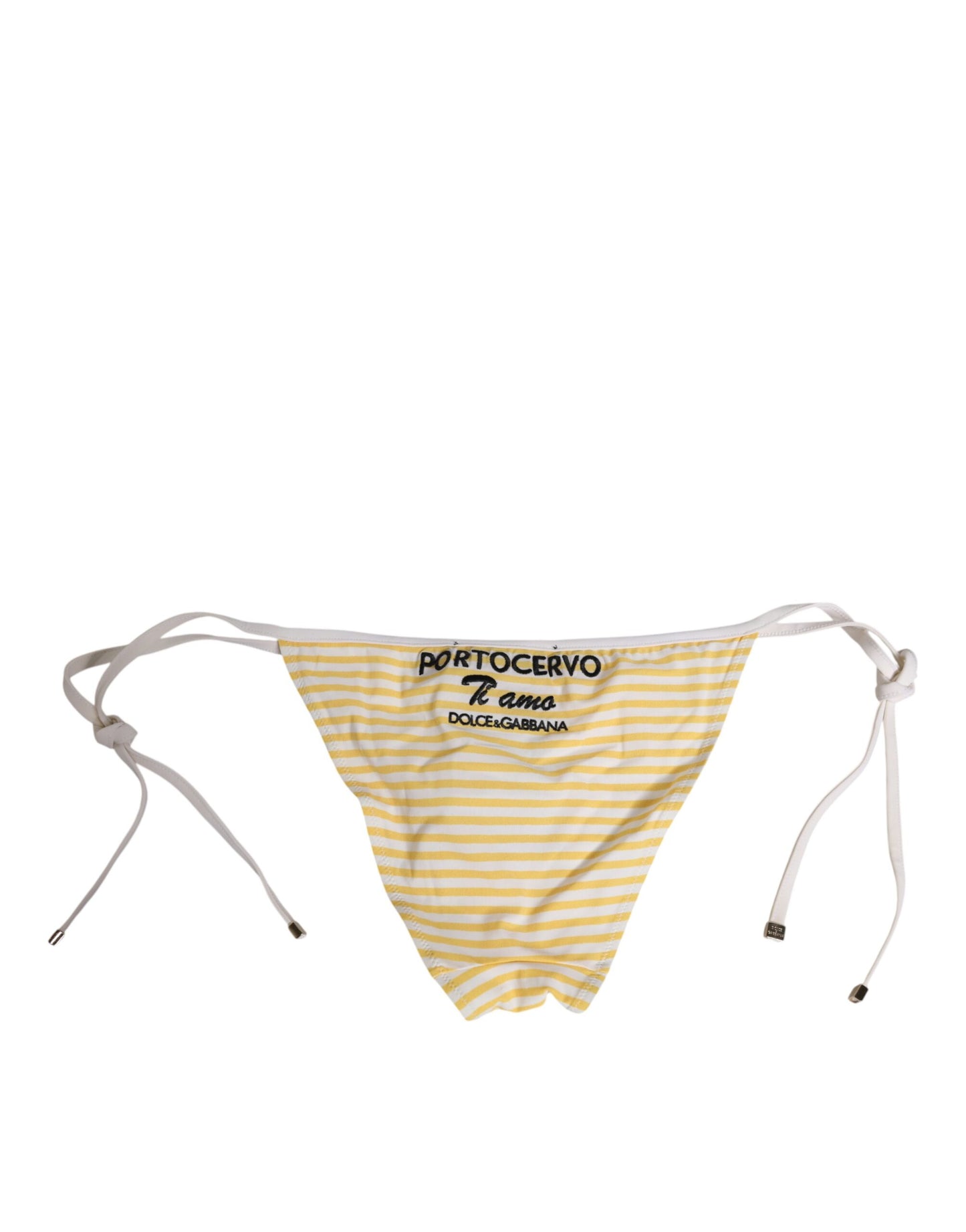 Sous-vêtements Dolce & Gabbana à rayures blanches et jaunes avec logo noué sur le côté