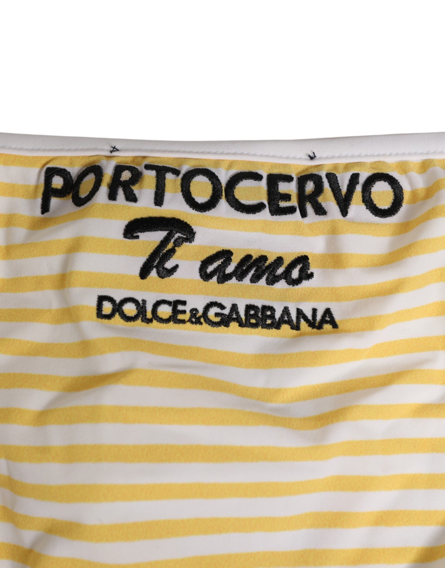 Sous-vêtements Dolce & Gabbana à rayures blanches et jaunes avec logo noué sur le côté