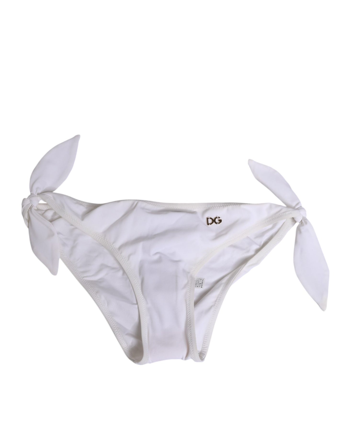 Dolce & Gabbana – Weiße Bikinihose mit seitlicher Schnürung und Logo