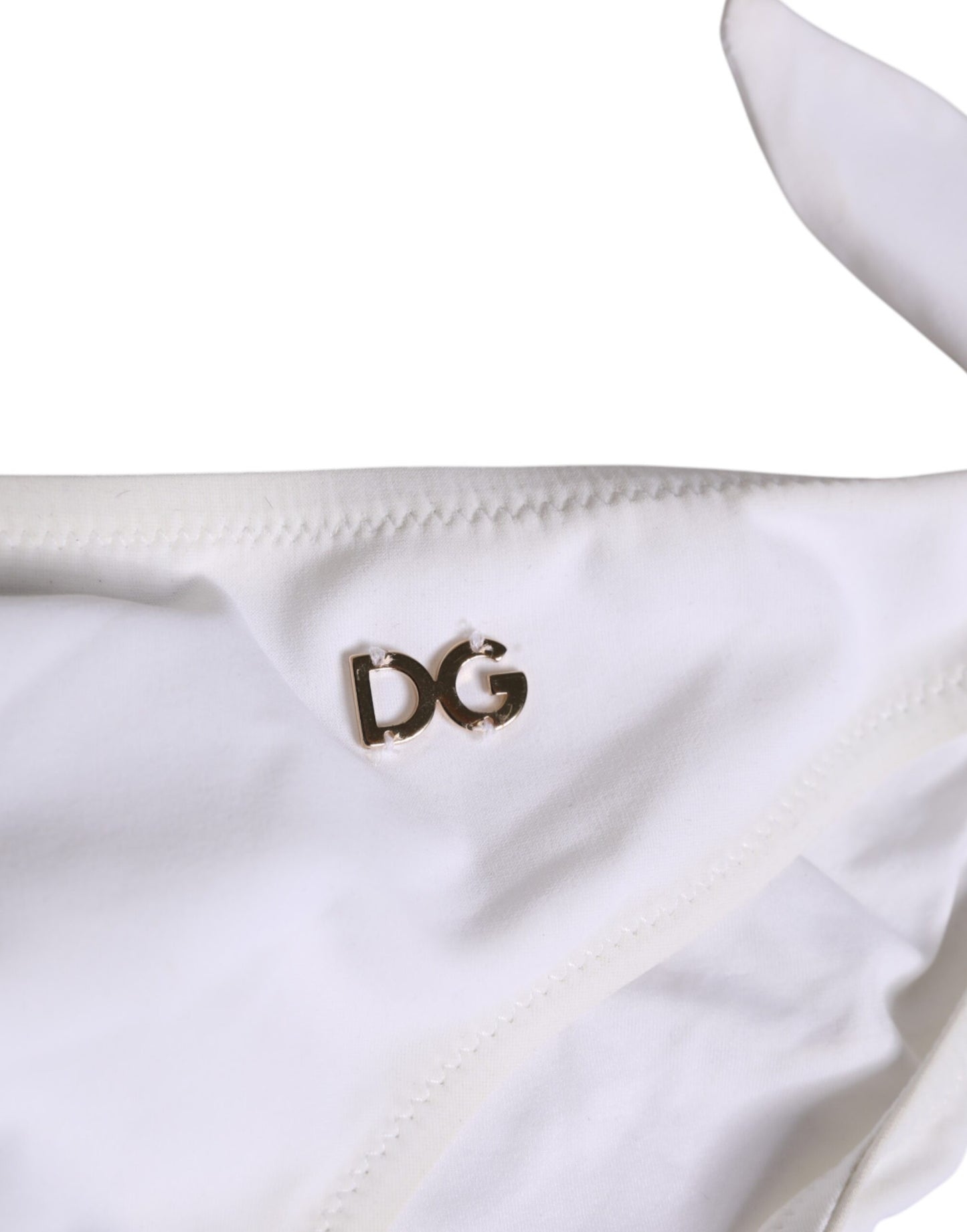 Dolce & Gabbana – Weiße Bikinihose mit seitlicher Schnürung und Logo