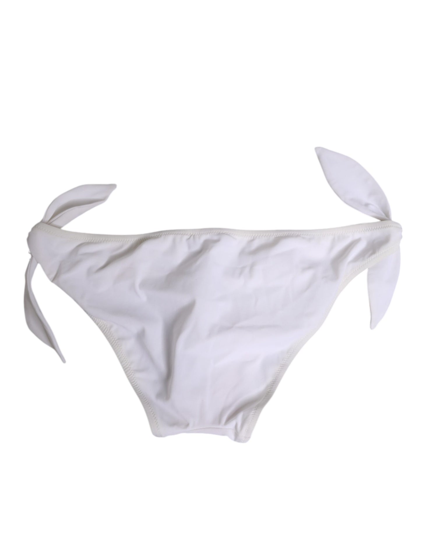 Dolce & Gabbana – Weiße Bikinihose mit seitlicher Schnürung und Logo