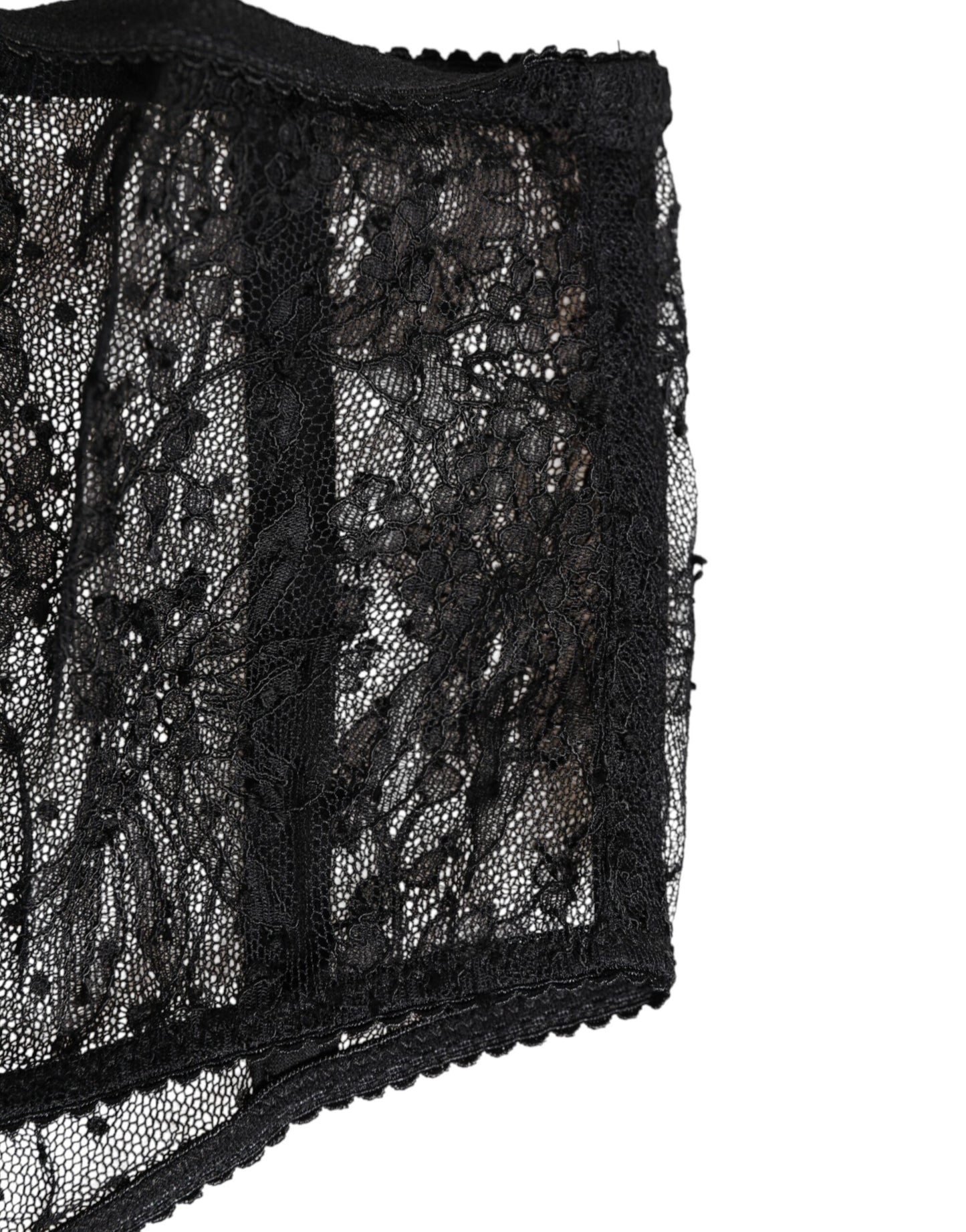 Sous-vêtements taille haute en maille à pois et dentelle noire Dolce & Gabbana