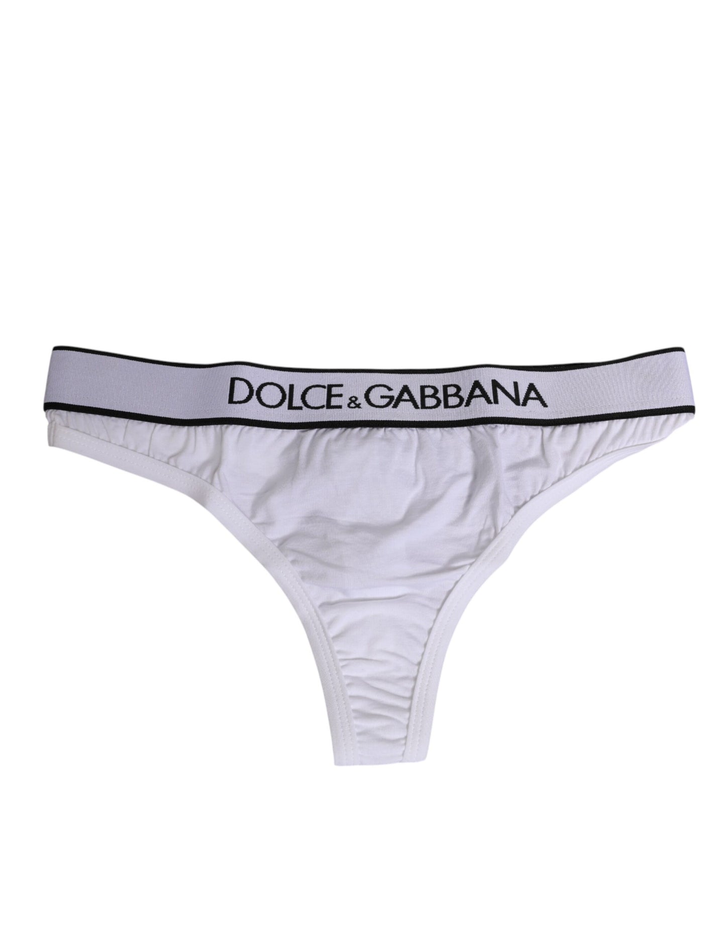 Dolce & Gabbana – Tanga aus Modalbaumwolle mit weißem Logobund