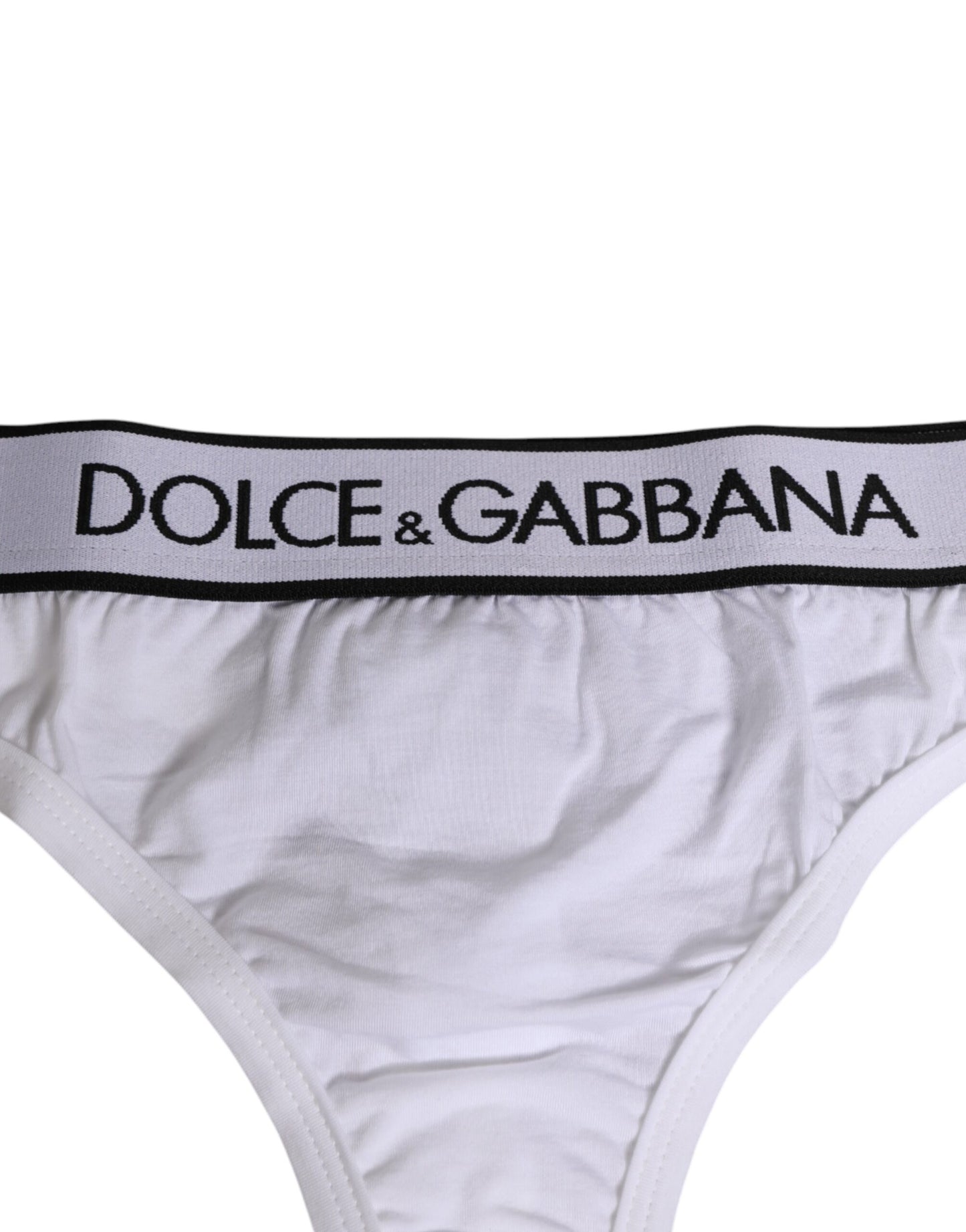 Dolce & Gabbana – Tanga aus Modalbaumwolle mit weißem Logobund