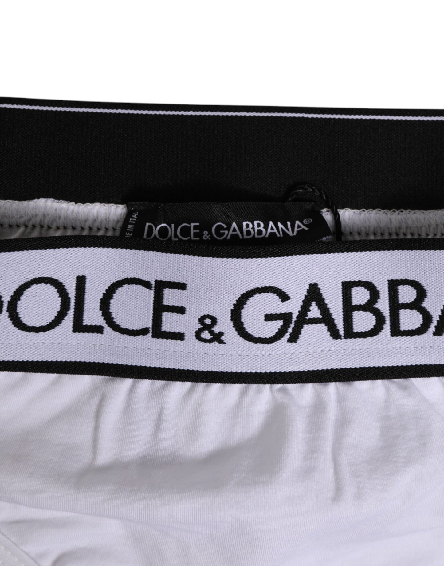 Dolce & Gabbana – Tanga aus Modalbaumwolle mit weißem Logobund