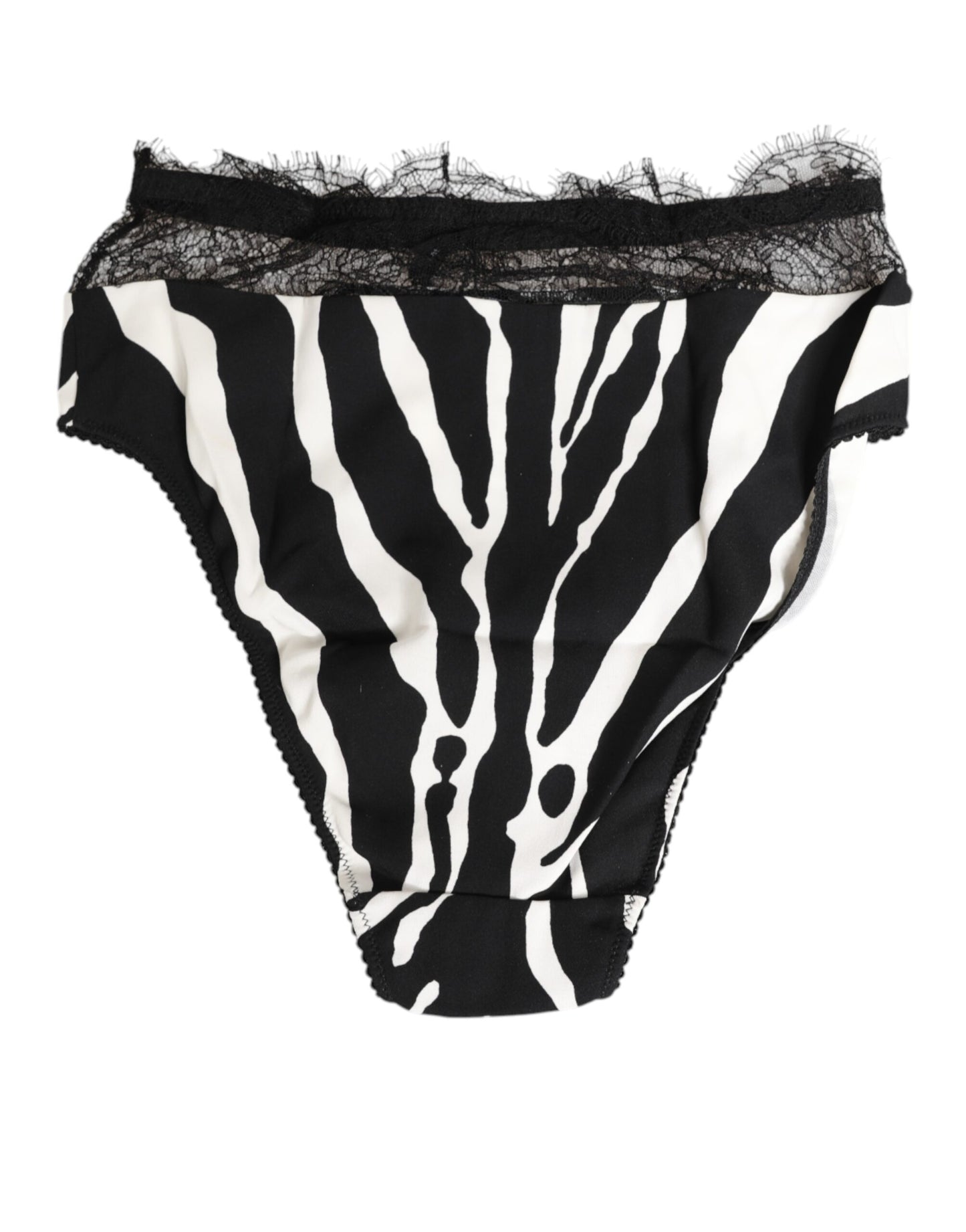 Culotte haute Dolce & Gabbana à imprimé zèbre noir et blanc avec bordure en dentelle