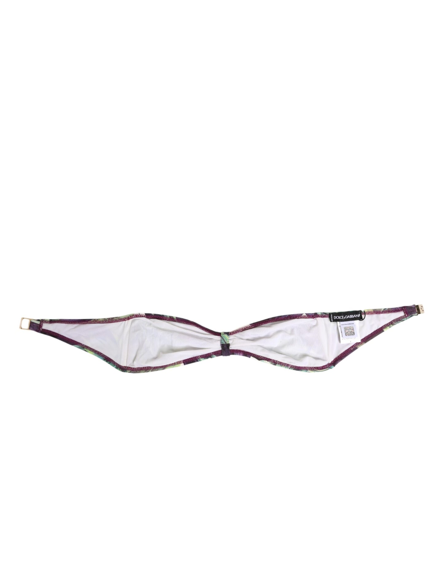 Dolce & Gabbana – Bandeau-Bademode mit violettem und grünem Blattdruck