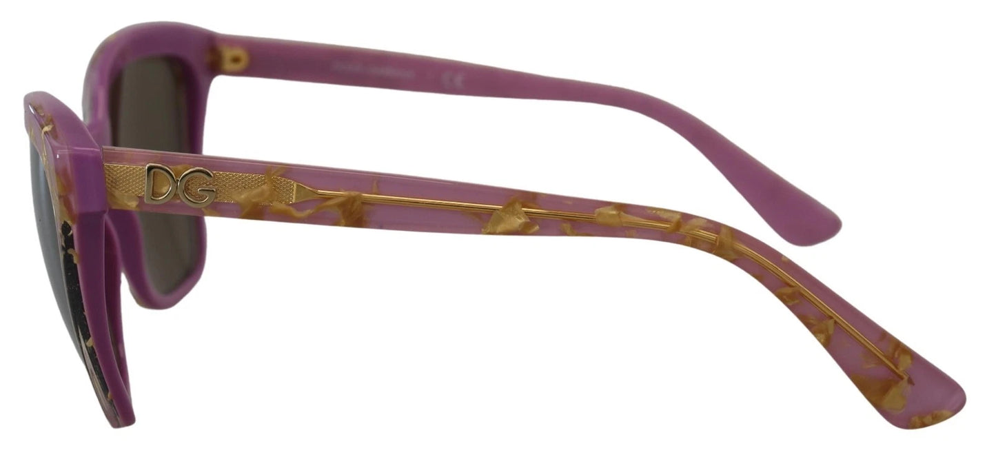 Lunettes de soleil rectangulaires à monture complète en or rose Dolce & Gabbana DG4251