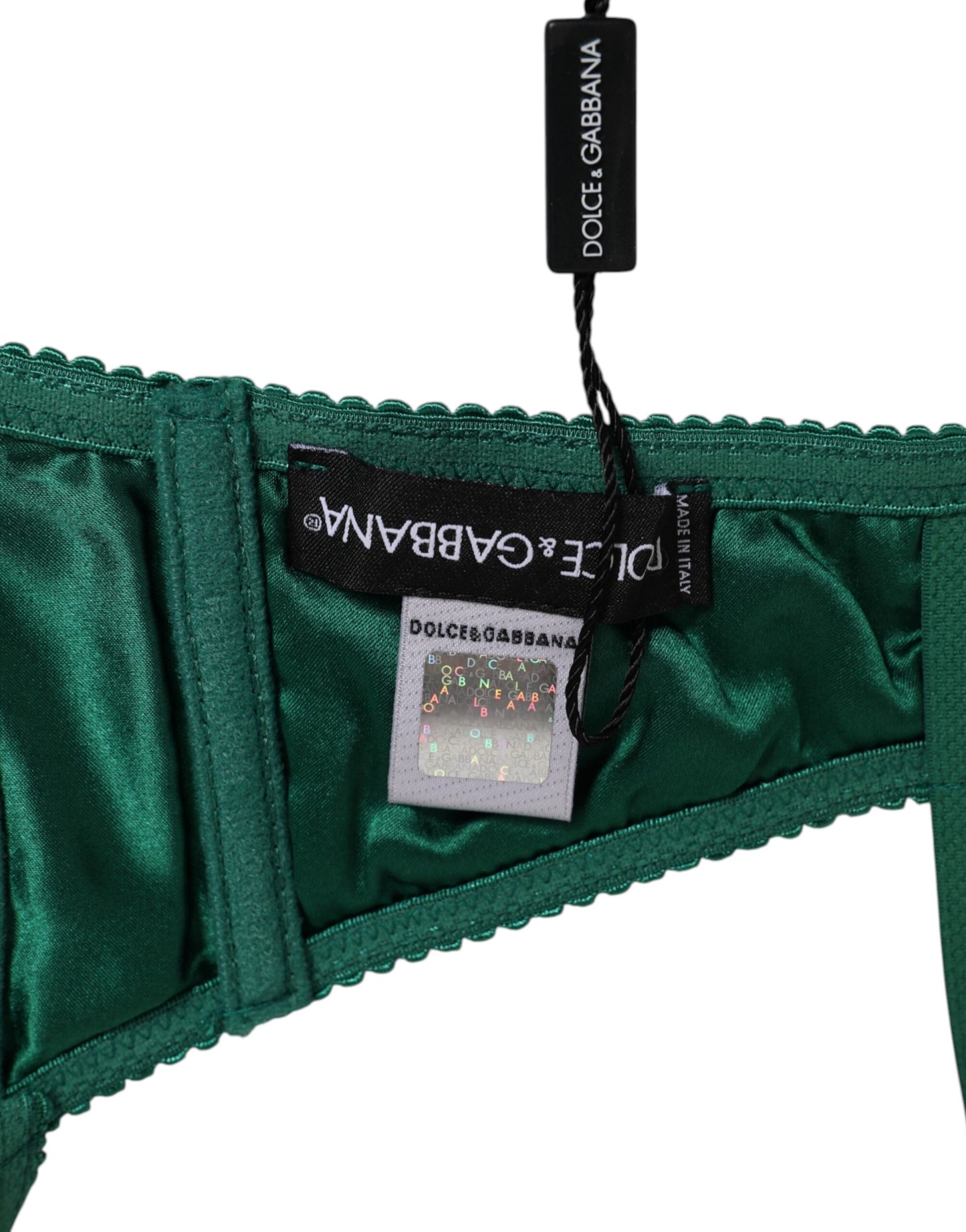 Sous-vêtements semi-rembourrés à armatures en satin vert Dolce & Gabbana