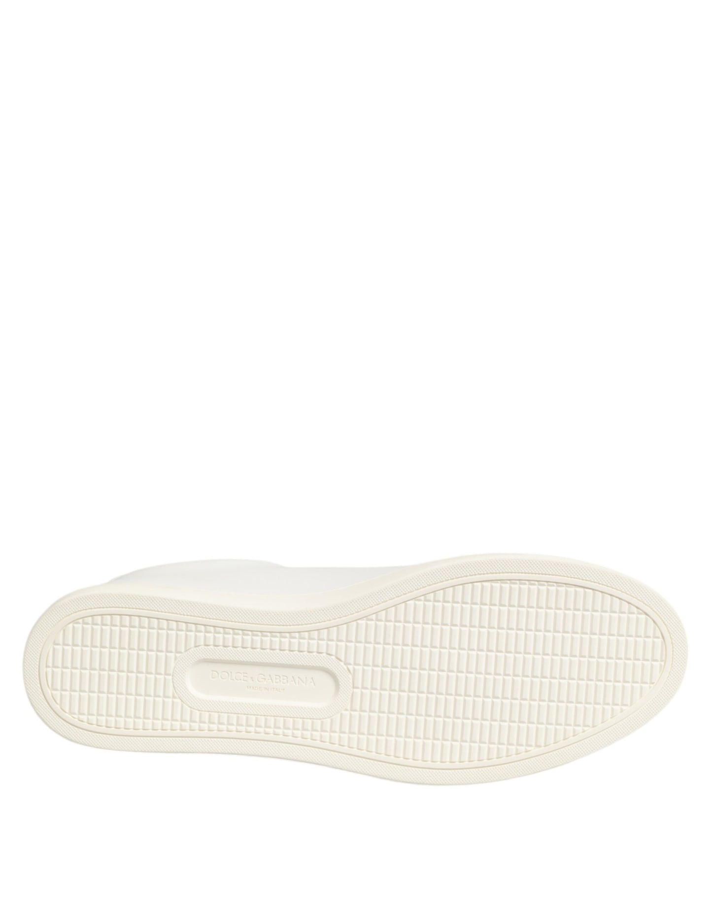 Dolce & Gabbana – Niedrige Schuhe aus weißem Leder mit Rosenstickerei