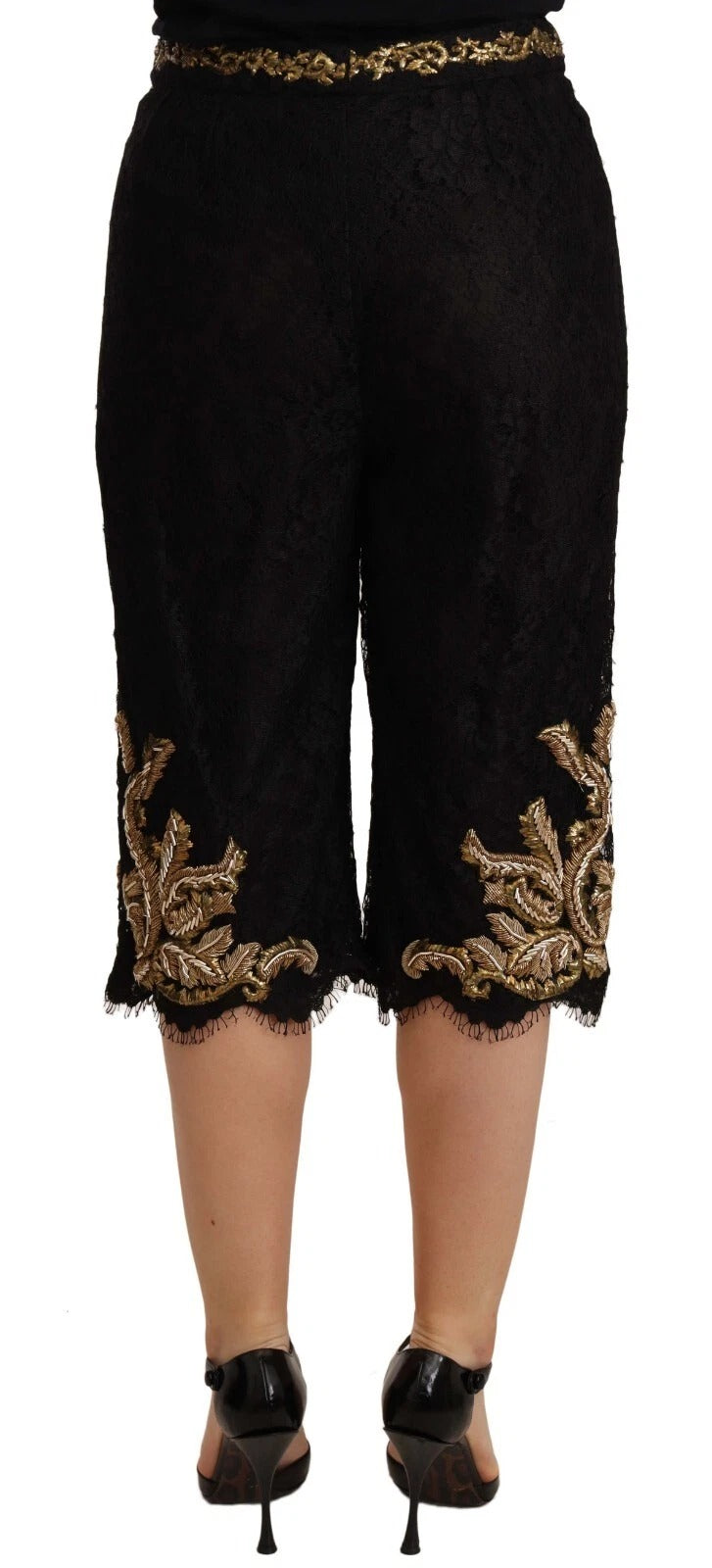 Short Dolce & Gabbana en dentelle noire et or baroque PIÈCE SPÉCIALE