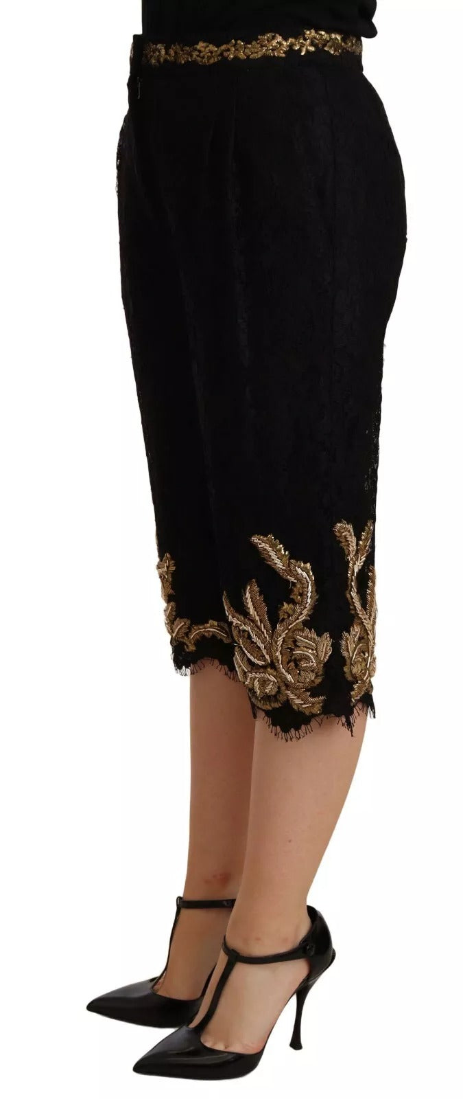 Short Dolce & Gabbana en dentelle noire et or baroque PIÈCE SPÉCIALE
