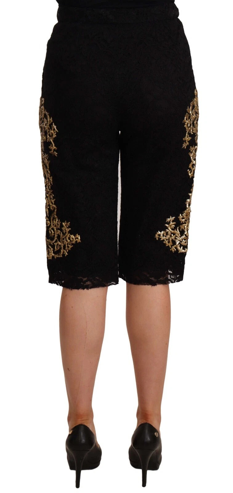 Short Dolce & Gabbana en dentelle noire et or baroque PIÈCE SPÉCIALE