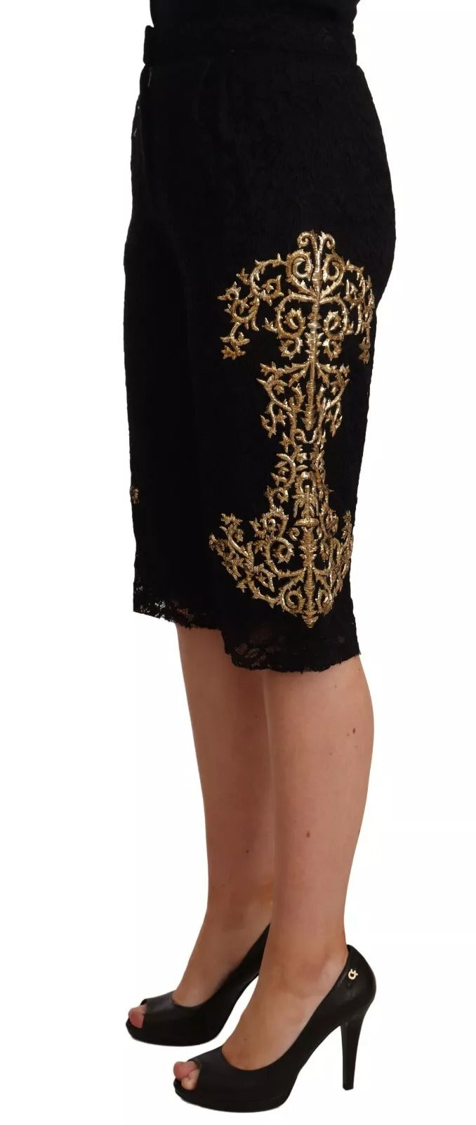 Short Dolce & Gabbana en dentelle noire et or baroque PIÈCE SPÉCIALE