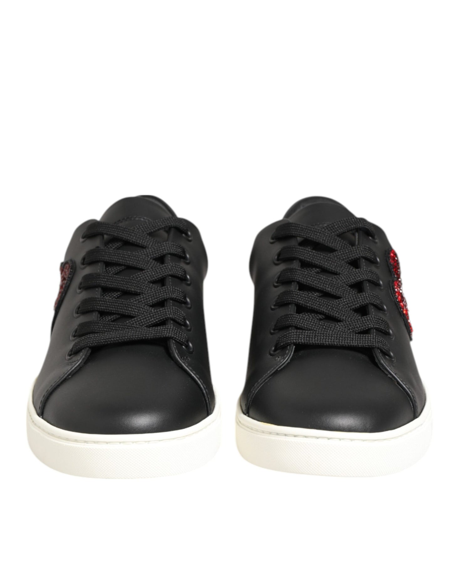Baskets Dolce & Gabbana en cuir noir et blanc avec cœur en cristal