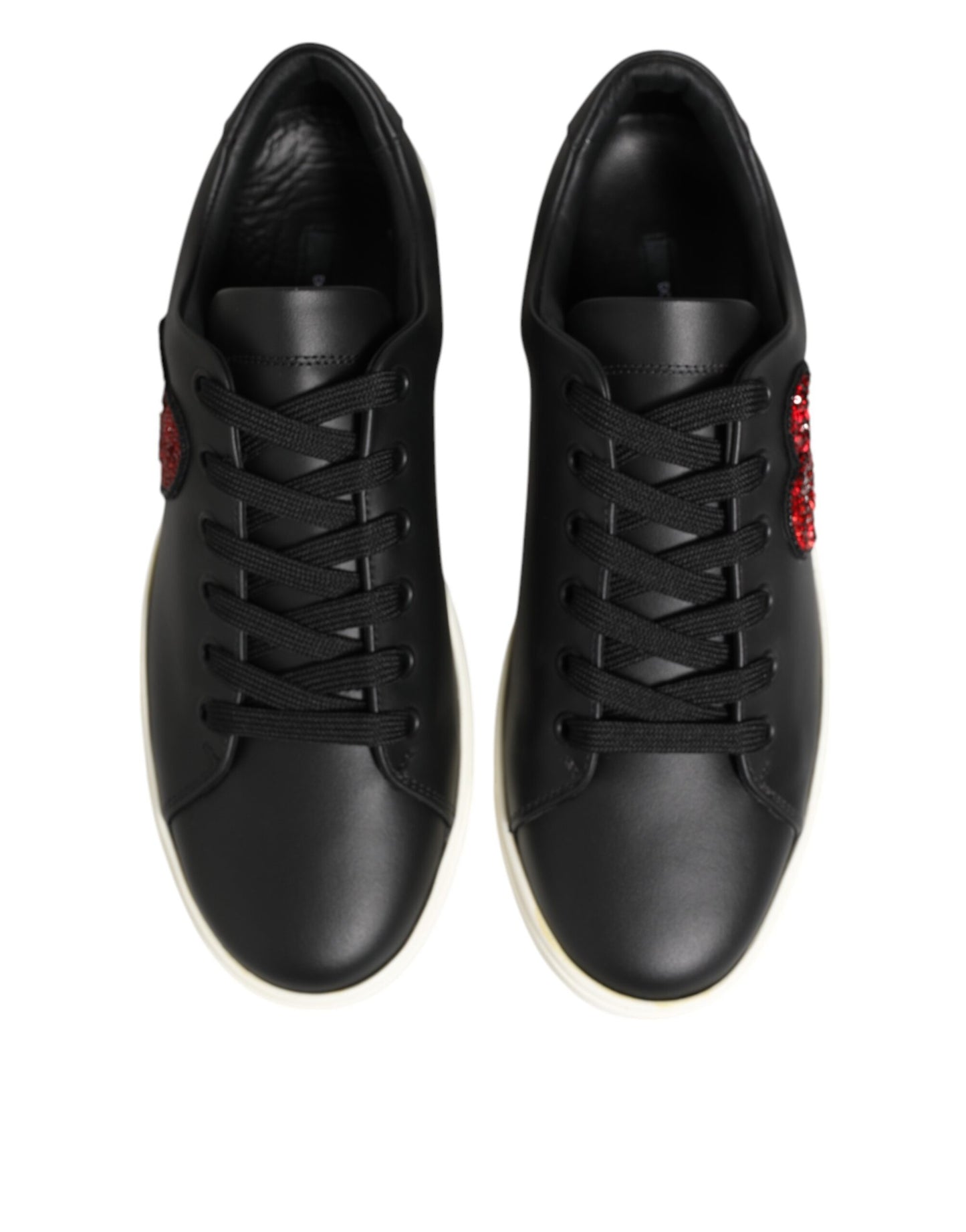 Baskets Dolce & Gabbana en cuir noir et blanc avec cœur en cristal