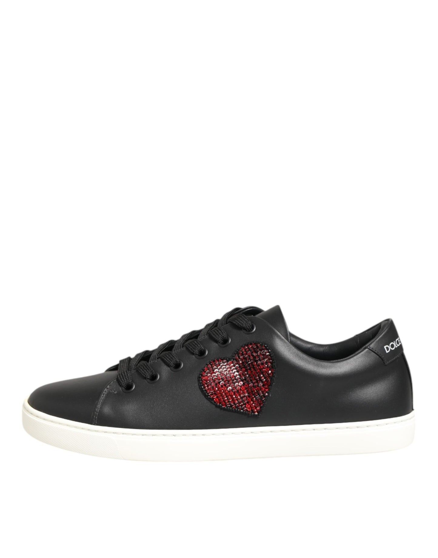 Baskets Dolce & Gabbana en cuir noir et blanc avec cœur en cristal
