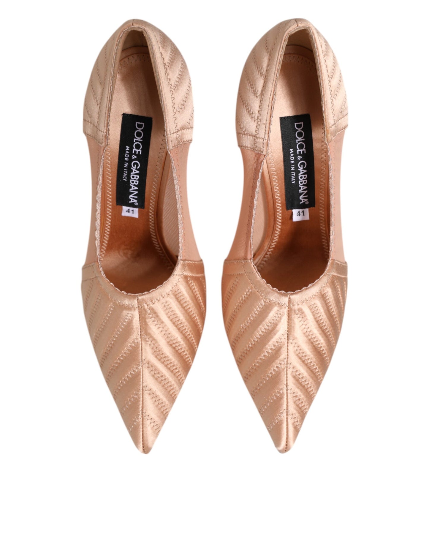 Dolce & Gabbana Cipria Nude Satin Mesh Stiletto Pumps Chaussures