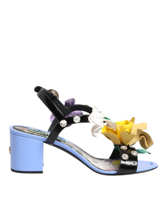 Dolce & Gabbana Sandalen mit mehrfarbigen Blumenapplikationen und Kristallen
