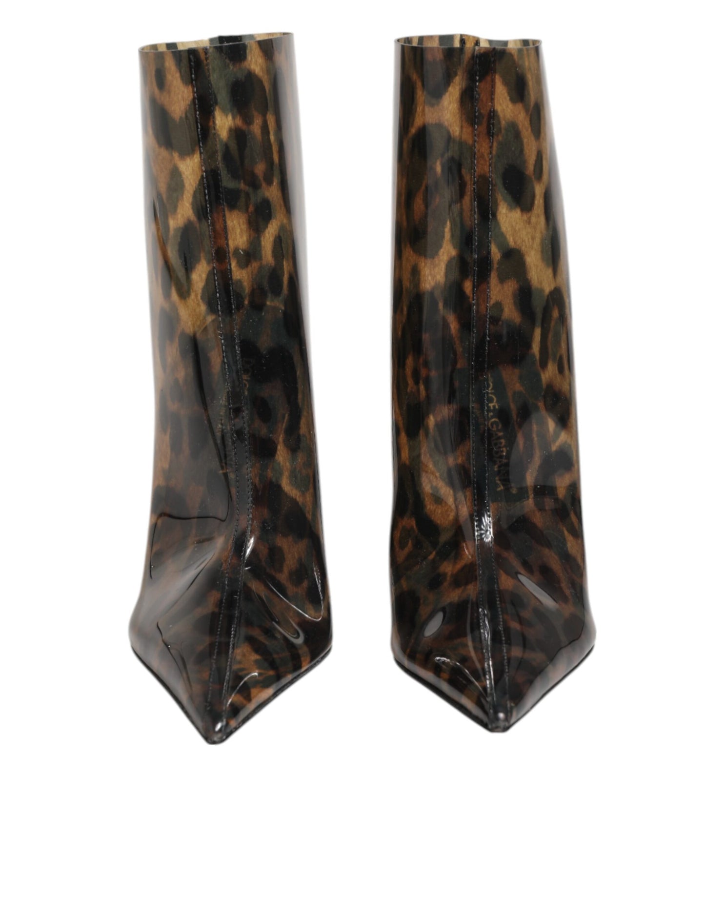 Dolce & Gabbana – Stiefel aus PVC mit spitzer Zehenpartie und Leopardenmuster