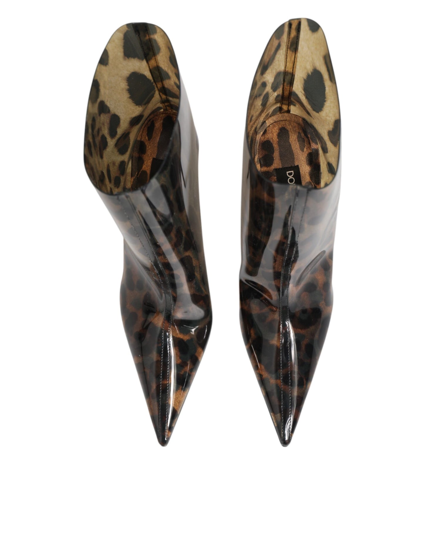 Dolce & Gabbana – Stiefel aus PVC mit spitzer Zehenpartie und Leopardenmuster