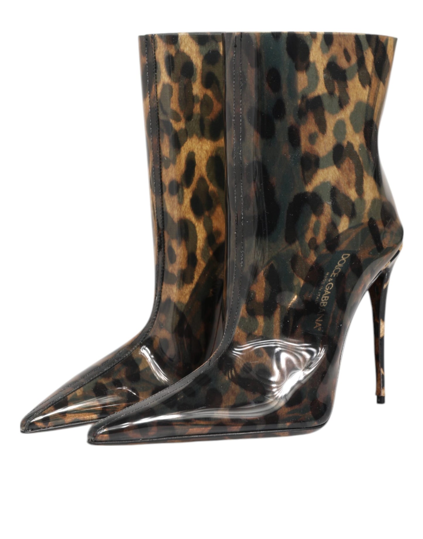 Dolce & Gabbana – Stiefel aus PVC mit spitzer Zehenpartie und Leopardenmuster