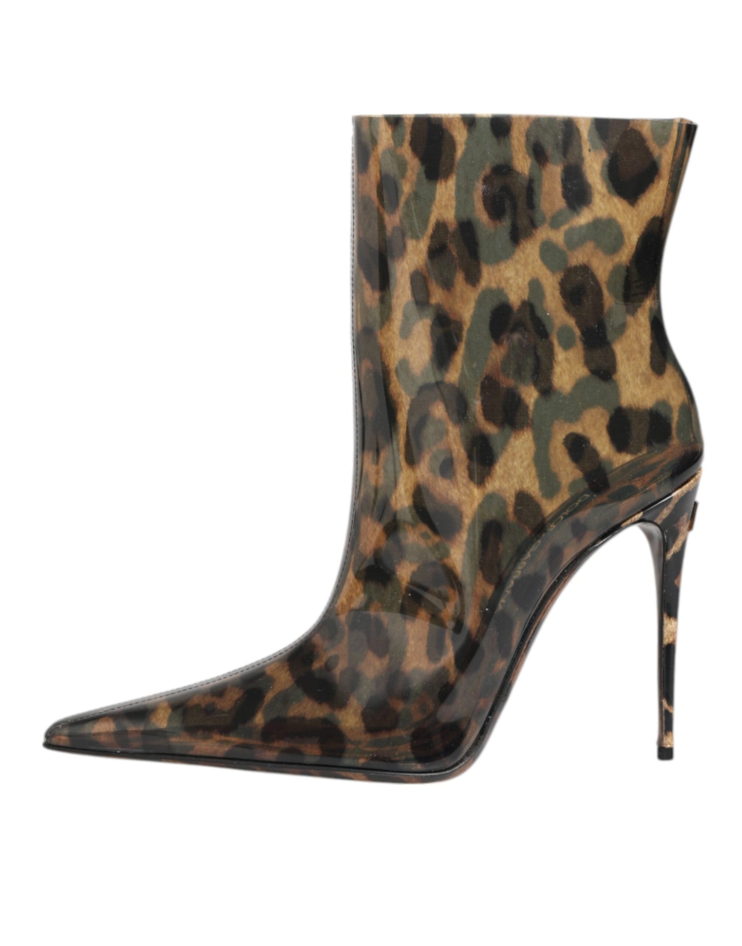 Dolce & Gabbana – Stiefel aus PVC mit spitzer Zehenpartie und Leopardenmuster