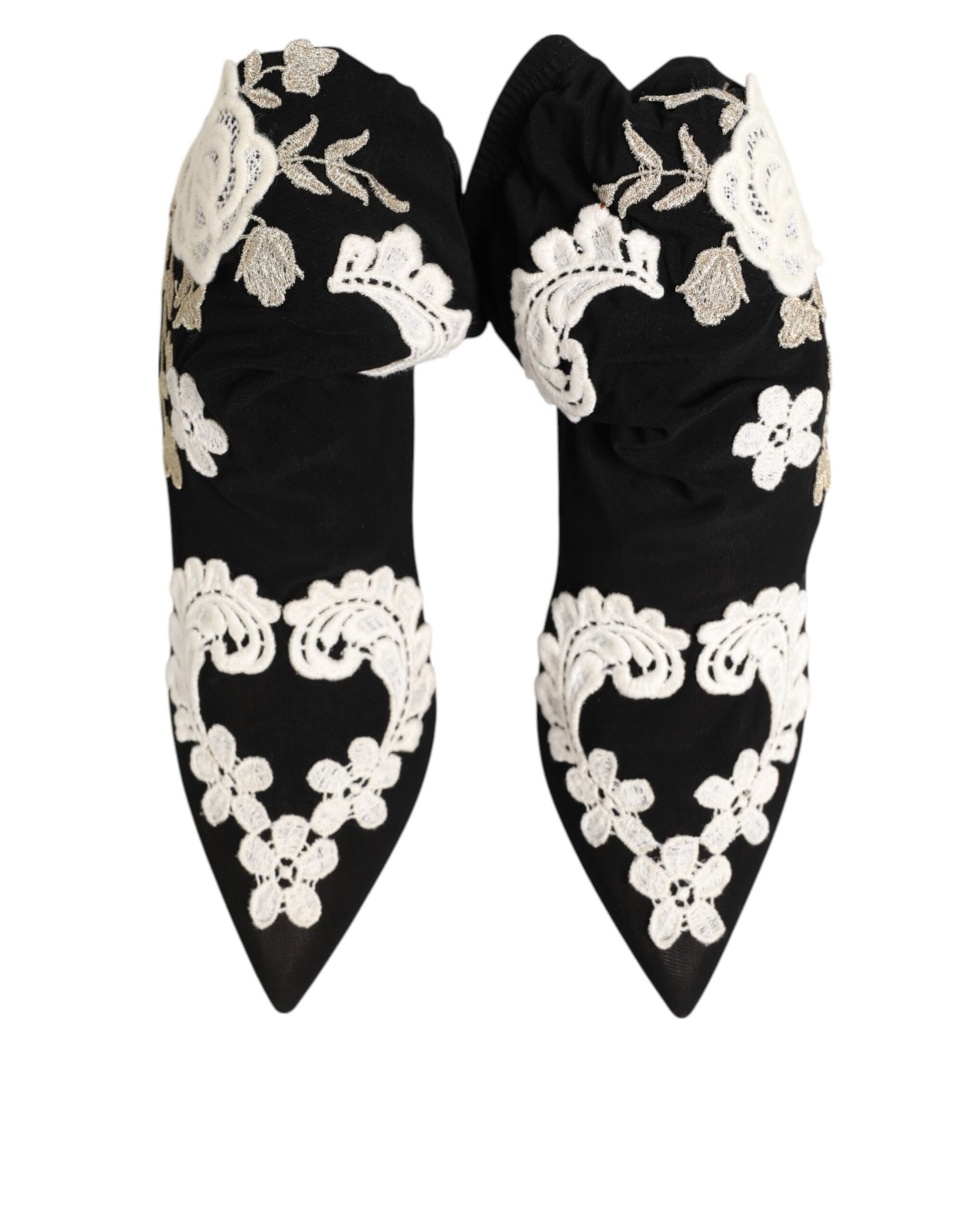 Bottes à talons aiguilles Dolce & Gabbana en jersey brodé noir et blanc