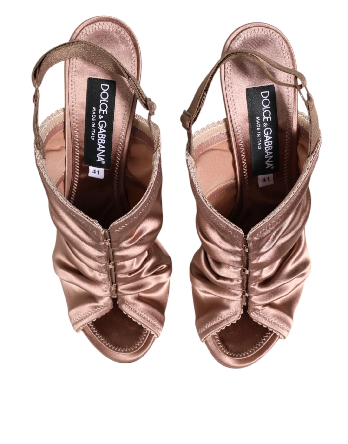 Sandales Dolce & Gabbana à bride arrière froncée en satin bronze