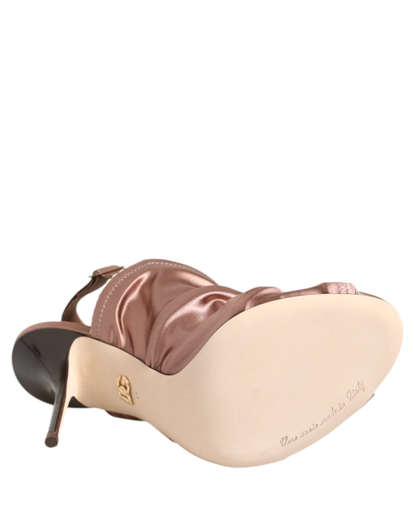 Sandales Dolce & Gabbana à bride arrière froncée en satin bronze