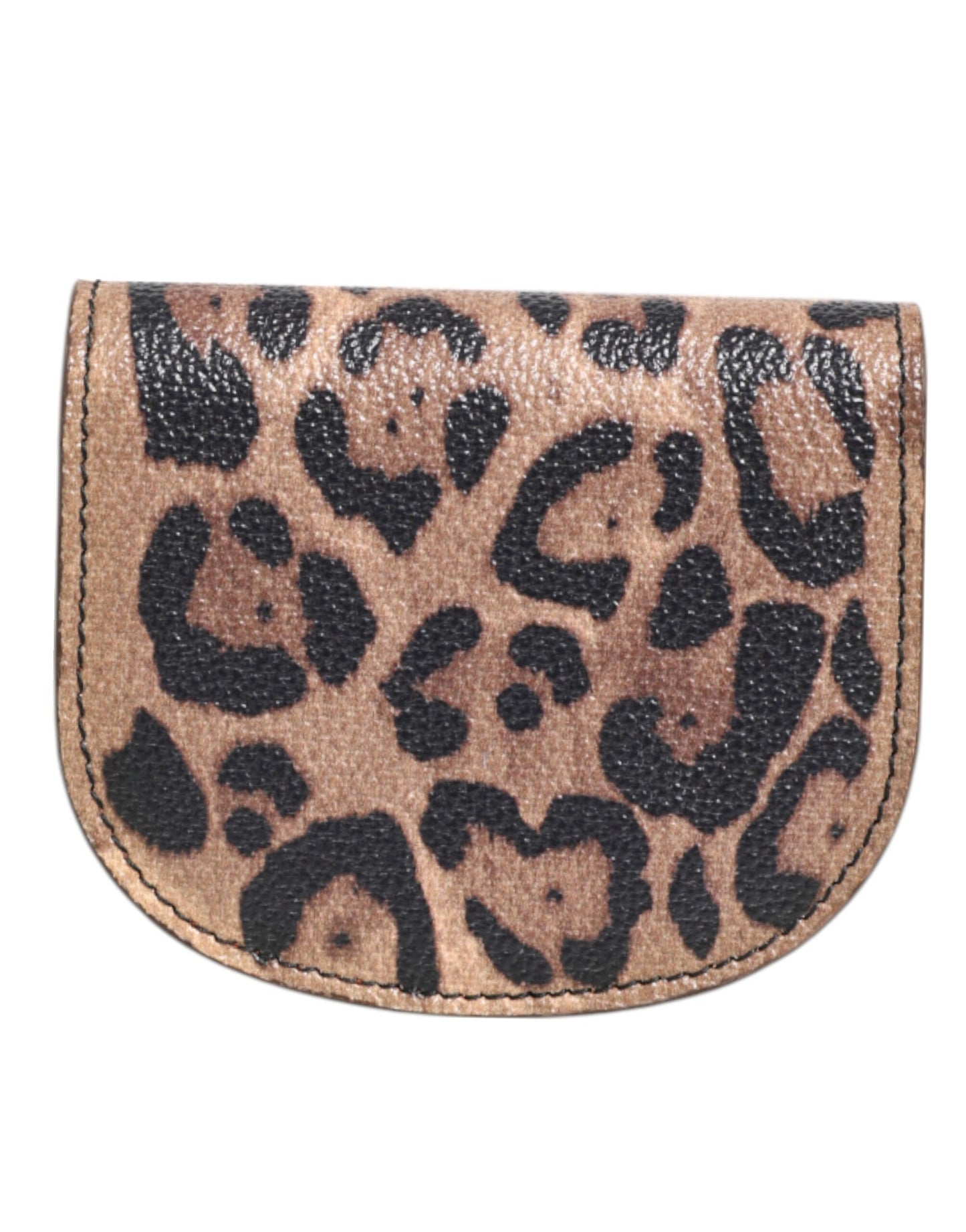 Portefeuille Dolce & Gabbana en cuir de veau marron et noir avec plaque logo à imprimé léopard