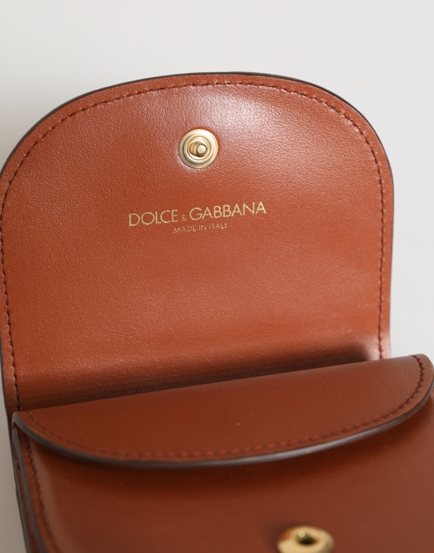 Portefeuille Dolce & Gabbana en cuir de veau marron et noir avec plaque logo à imprimé léopard