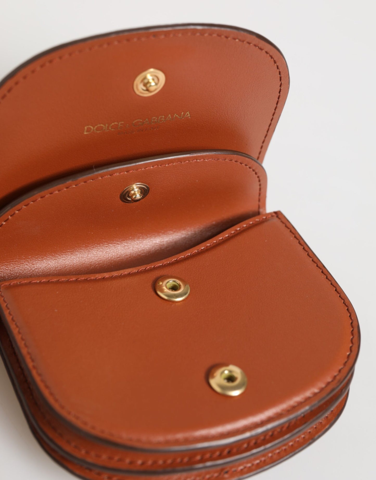 Portefeuille Dolce & Gabbana en cuir de veau marron et noir avec plaque logo à imprimé léopard