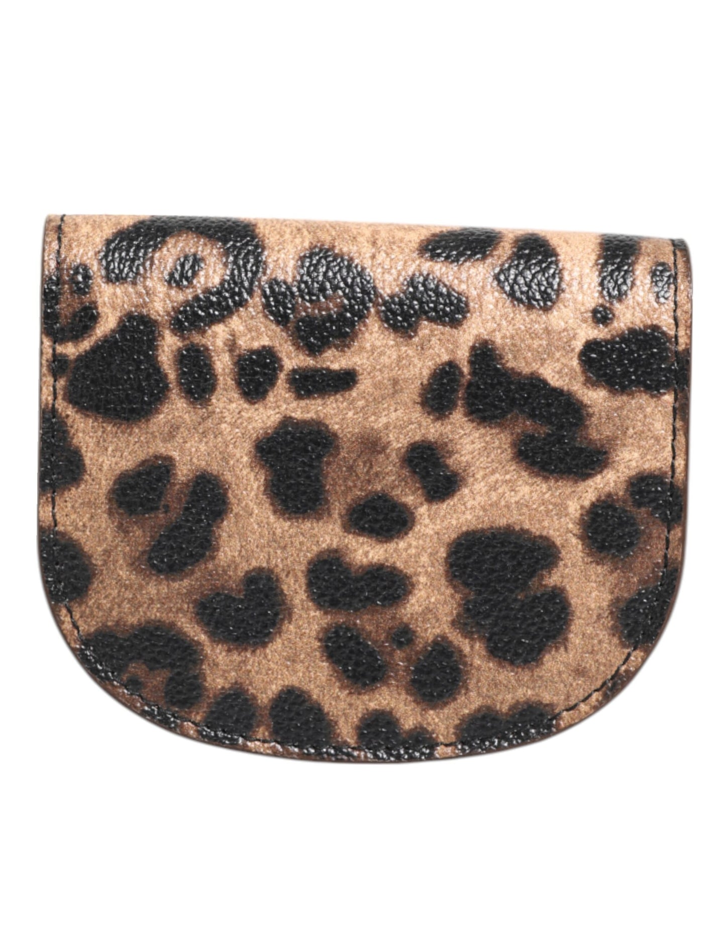 Petit porte-monnaie Dolce & Gabbana en cuir de veau marron à imprimé léopard