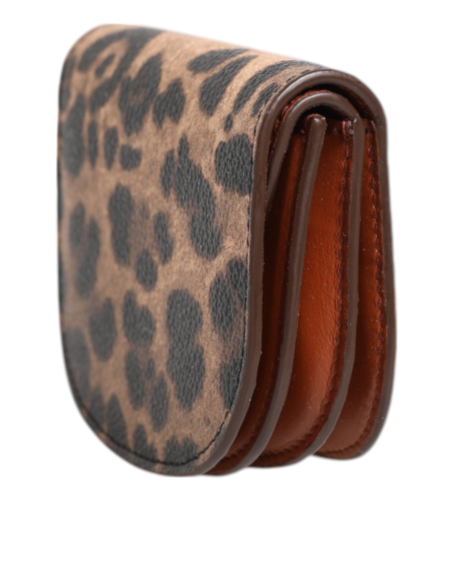 Petit porte-monnaie Dolce & Gabbana en cuir de veau marron à imprimé léopard
