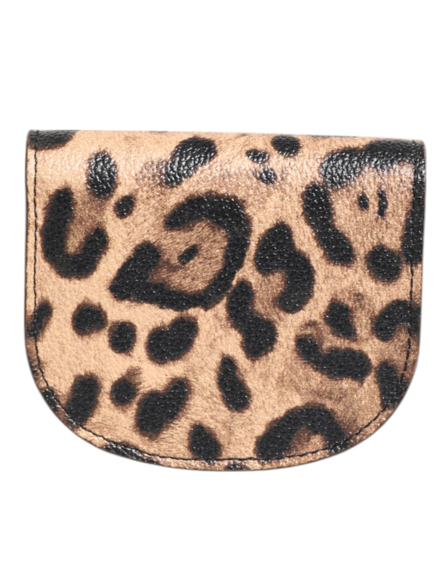 Petit porte-monnaie Dolce & Gabbana en cuir de veau marron à imprimé léopard
