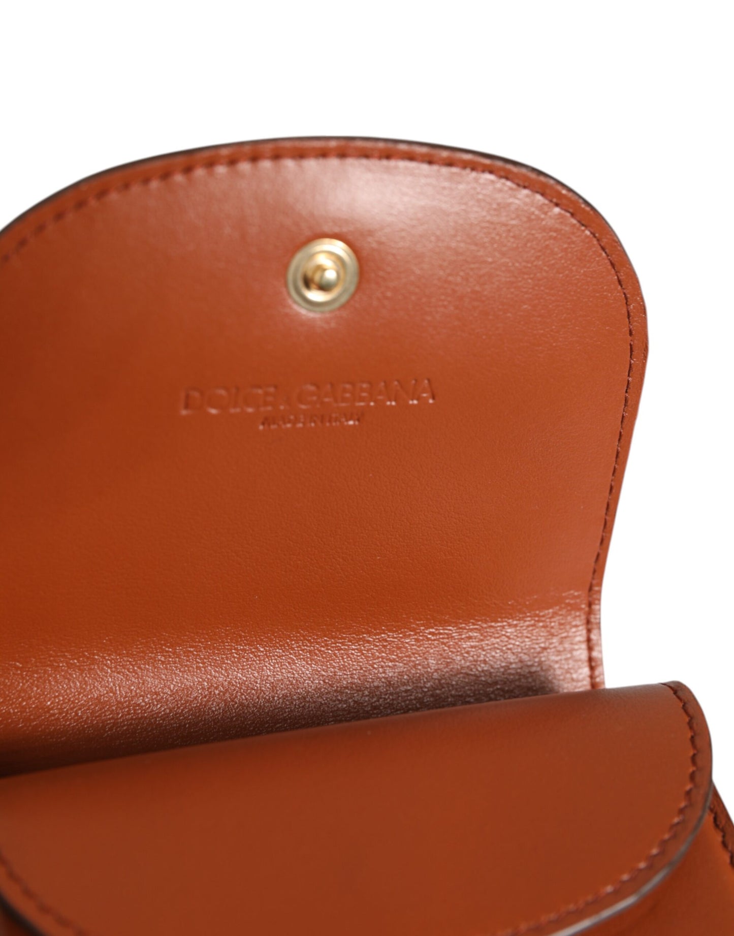 Petit porte-monnaie Dolce & Gabbana en cuir de veau marron à imprimé léopard